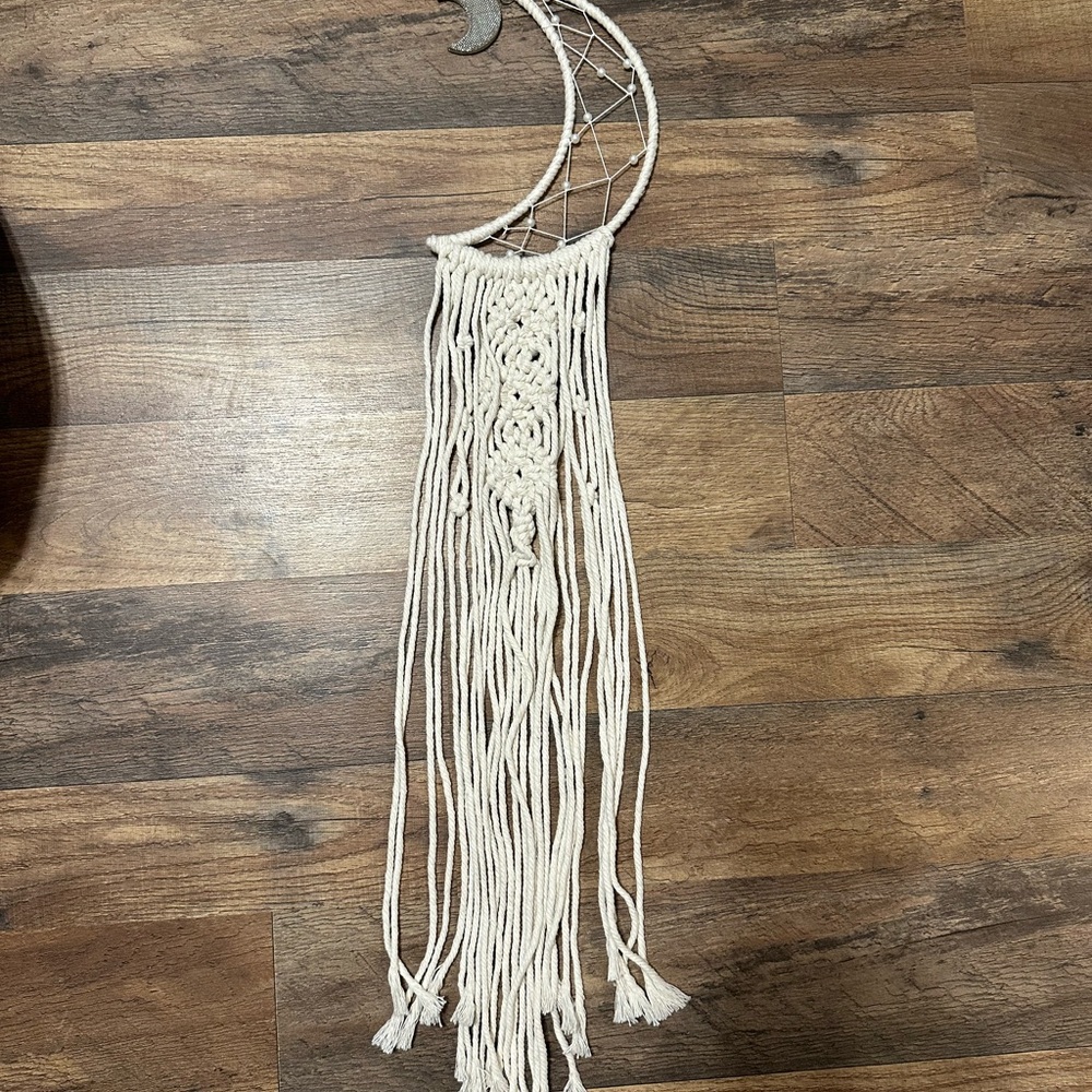Cream Macrame Moon Wall Hanging